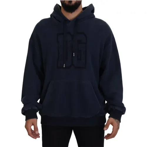 Dark Blue Hooded Sweatshirt , male, Sizes: 2XL - Dolce & Gabbana - Modalova