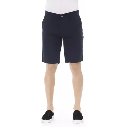 Blaue Baumwoll-Bermuda-Shorts mit Reißverschluss , Herren, Größe: XS - Baldinini - Modalova
