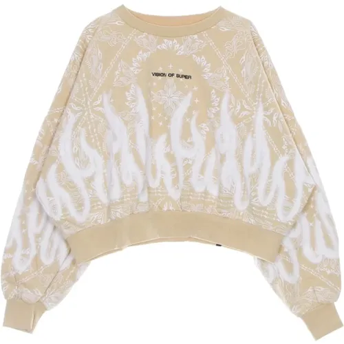 Bandana Print Crop Sweatshirt , Damen, Größe: XS - VISION OF SUPER - Modalova