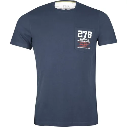 SMQ Wing T-Shirt Navy , Herren, Größe: L - Barbour - Modalova