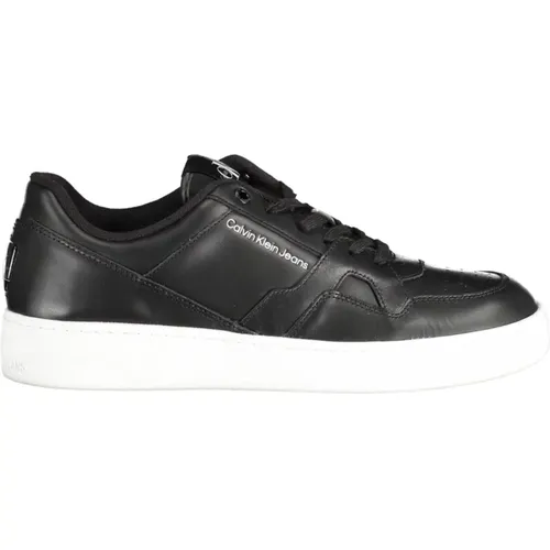 Schwarzer Polyester-Sneaker mit Kontrastdetails , Herren, Größe: 45 EU - Calvin Klein - Modalova