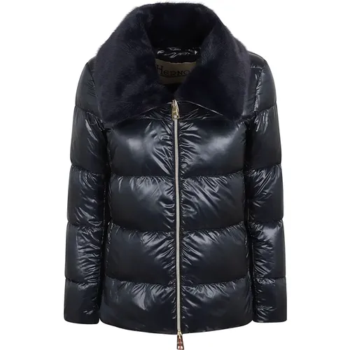 Ultralight Faux Fur Bomber Jacket , Damen, Größe: M - Herno - Modalova