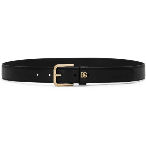 Schwarze Ledergürtel , Damen, Größe: 85 CM - Dolce & Gabbana - Modalova