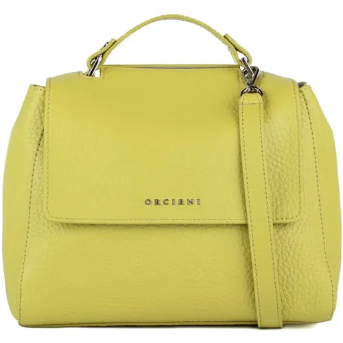 Gelbe Lederhandtasche mit Taschen , Damen, Größe: ONE Size - Orciani - Modalova