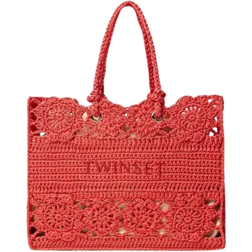 Crochet Flower Shopper Bag , female, Sizes: ONE SIZE - Twinset - Modalova