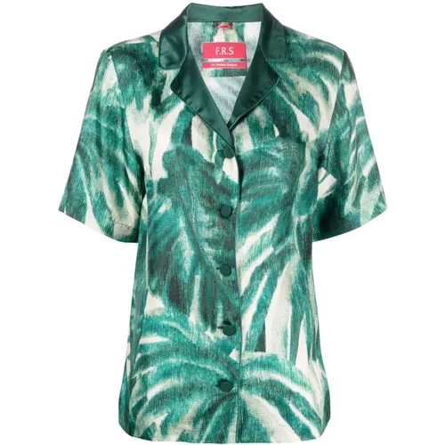 Grünes Palazzo-Shirt mit japanischem Zweigdruck , Damen, Größe: XS - F.r.s For Restless Sleepers - Modalova