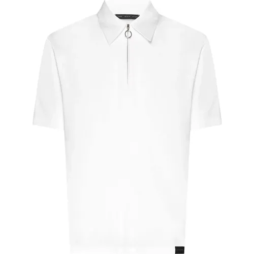 Weißes Baumwoll-Poloshirt mit Reißverschluss , Herren, Größe: M - Low Brand - Modalova
