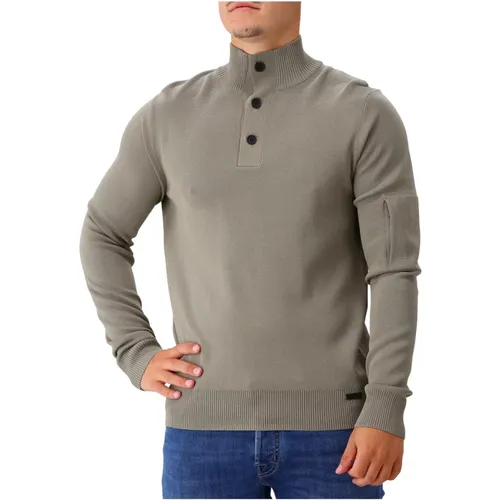 Grüner Strickpullover 3 Knöpfe , Herren, Größe: S - Genti - Modalova