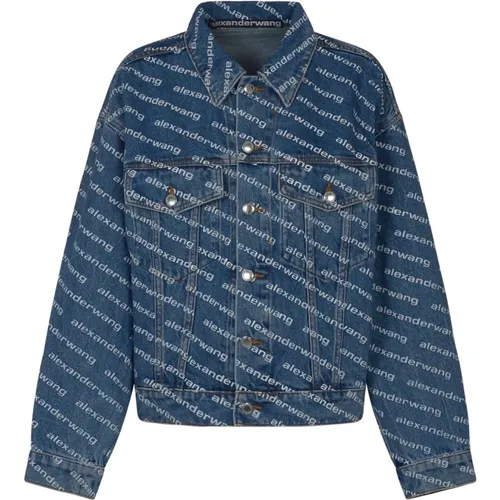 Blaue Logo-Print-Game-Jacken , Damen, Größe: XS - alexander wang - Modalova