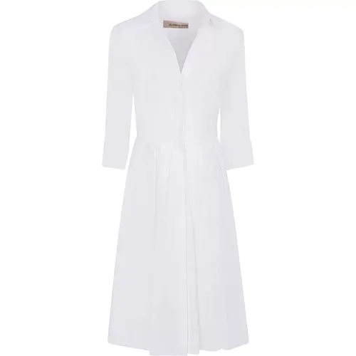 Atropa Weiße Leinen Midi Kleid , Damen, Größe: XL - Blanca Vita - Modalova