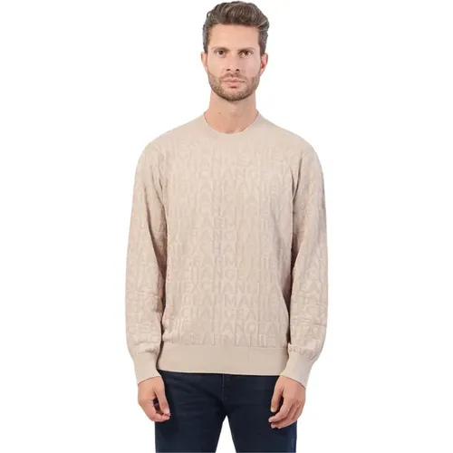 Beiger Rundhals Pullover , Herren, Größe: L - Armani Exchange - Modalova