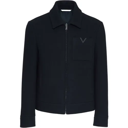 Blaue Steppjacke Metall Detail - Valentino Garavani - Modalova