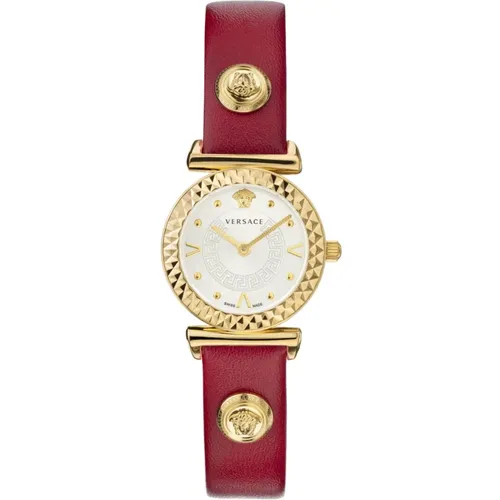 Mini Vanity Leather Watch Red Gold , female, Sizes: ONE SIZE - Versace - Modalova