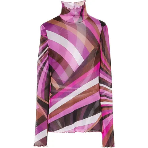 Graphic Print Fuchsia T-shirt , female, Sizes: XS - EMILIO PUCCI - Modalova