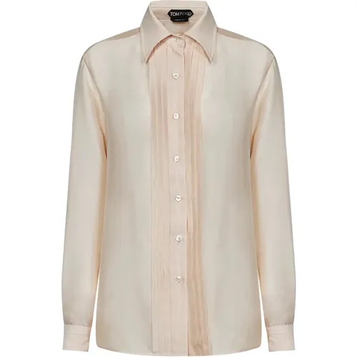 Silk Shirts with Pleated Plastron , female, Sizes: S - Tom Ford - Modalova
