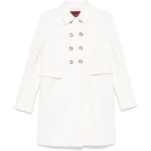 Wool Double-Breasted Coat , female, Sizes: S, L, M - Gucci - Modalova