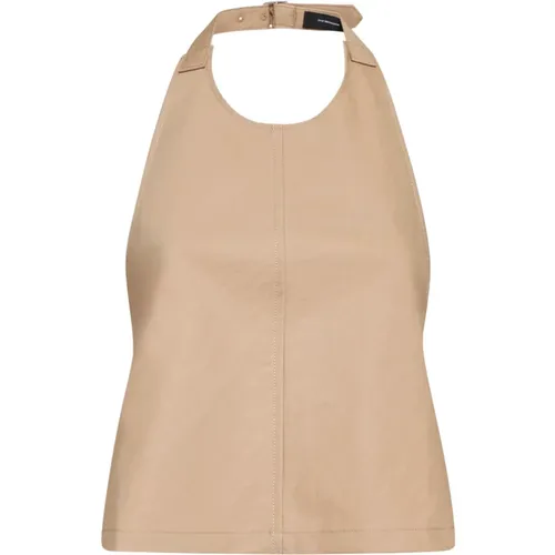 Khaki Halter Top A-Line Cut , female, Sizes: S - Wardrobe.nyc - Modalova