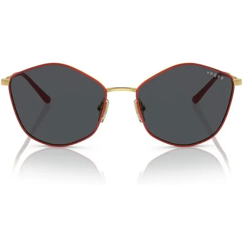 Gold/Dark Grey Sunglasses , female, Sizes: 56 MM - Vogue - Modalova