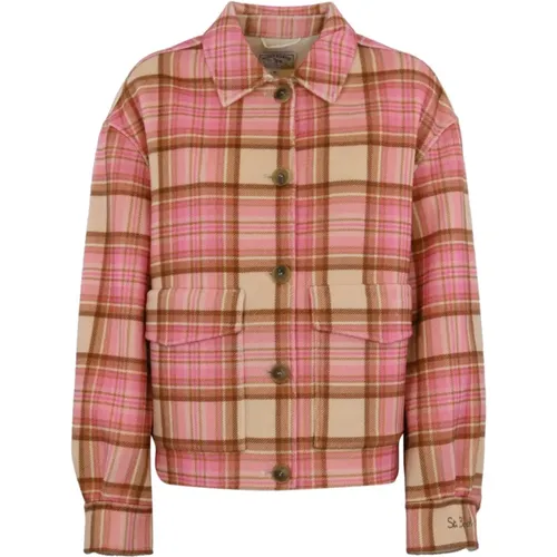 Rosa Tartan Overshirt Jacke , Damen, Größe: XS - MC2 Saint Barth - Modalova