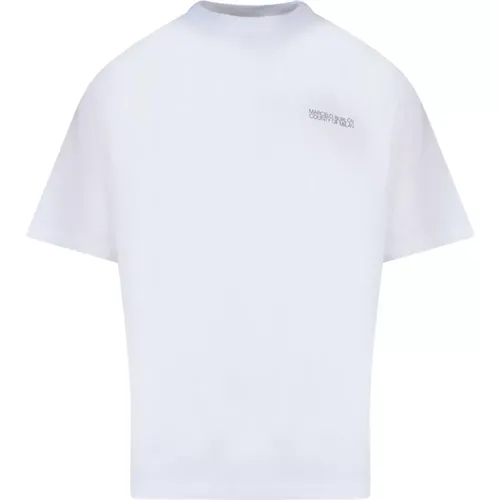 Cotton T-Shirt with Frontal Logo Print , male, Sizes: L, S, M - Marcelo Burlon - Modalova