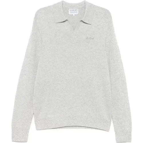 Heather Grey Knit Sweater Polo Collar , male, Sizes: M, S, L - MC2 Saint Barth - Modalova