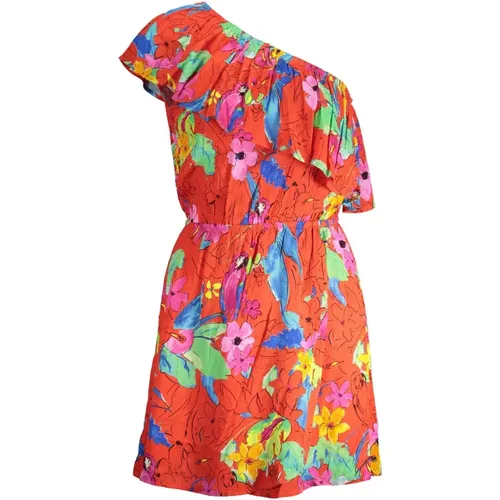 Short Red One-Shoulder Dress with Elastic Waist , female, Sizes: L, S, M, XL - Desigual - Modalova