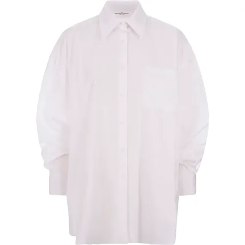 Weiße Baumwollpopeline mit klassischem Kragenhemd , Damen, Größe: XS - Ermanno Scervino - Modalova
