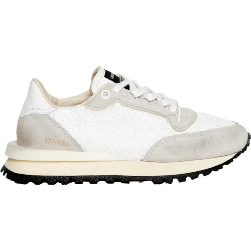 Weiße Wildleder- und Pailletten-Sneakers - Größe 36 - Hidnander - Modalova