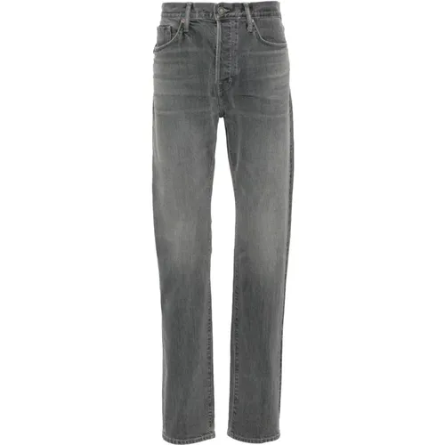 Cotton Blend Jeans with Leather Logo , male, Sizes: W34, W38 - Tom Ford - Modalova