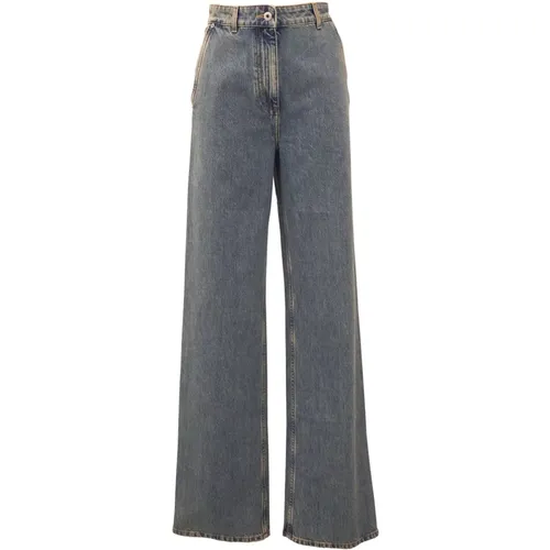 Locker sitzende Jeans mit hohem Bund , Damen, Größe: M - Burberry - Modalova