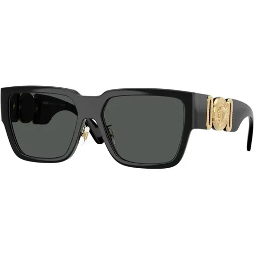 Stylish Sunglasses with Dark Grey Lenses , male, Sizes: 57 MM - Versace - Modalova