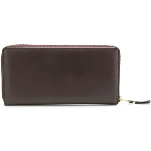 Braune Lederbrieftasche mit Reißverschluss und Kartenfächern , Damen, Größe: ONE Size - Comme des Garçons - Modalova