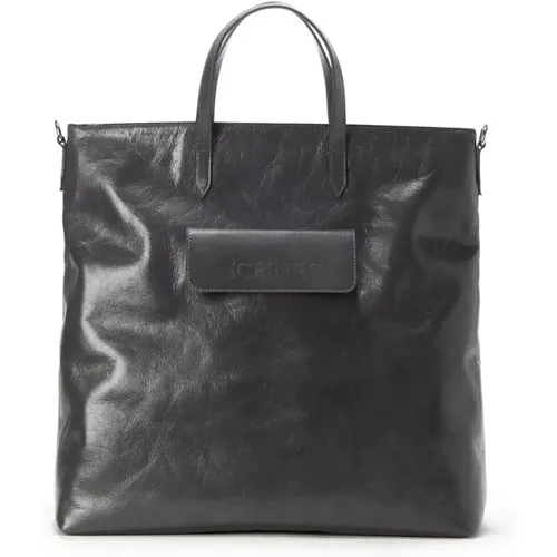 Leder Shopper Tasche mit Fronttasche - Iceberg - Modalova