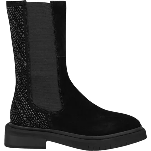 Womens Leather Ankle Boots with Embellished Heel , female, Sizes: 9 UK, 5 UK, 7 UK, 8 UK, 6 UK, 4 UK, 3 UK - Alma en Pena - Modalova