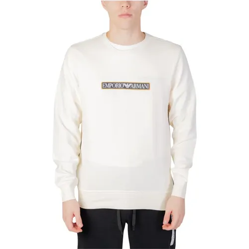 Weiß Bedruckter Langarm-Sweatshirt , Herren, Größe: L - Emporio Armani - Modalova