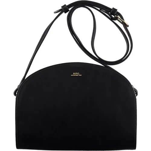 Schwarze Demi-Lune Leder Schultertasche - A.P.C. - Modalova