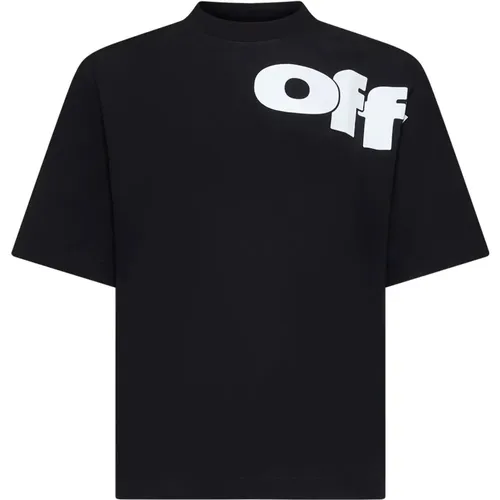 Schwarzes Skater-Fit T-Shirt mit Shared-Logo , Herren, Größe: M - Off White - Modalova