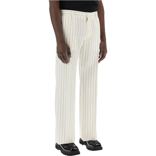 Pinstripe Stretch Wool Hosen , Herren, Größe: M - Dolce & Gabbana - Modalova