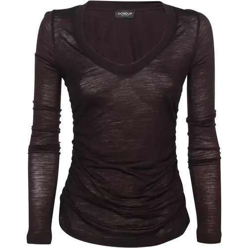 Langarm Woll T-Shirt , Damen, Größe: XS - Dondup - Modalova