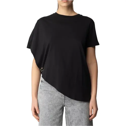 Schwarzes T-Shirt mit Piercing-Detail , Damen, Größe: XS - PATRIZIA PEPE - Modalova
