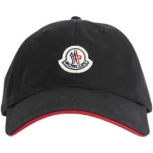 Schwarze Kappe mit weißem Logo - Moncler - Modalova
