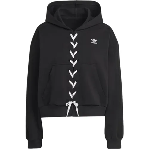 Cropped Hoodie with Lace Details , female, Sizes: S, XS - Adidas - Modalova