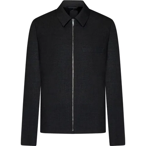 Graphite Gray Wool Jacket Zip Closure , male, Sizes: M, L - Givenchy - Modalova