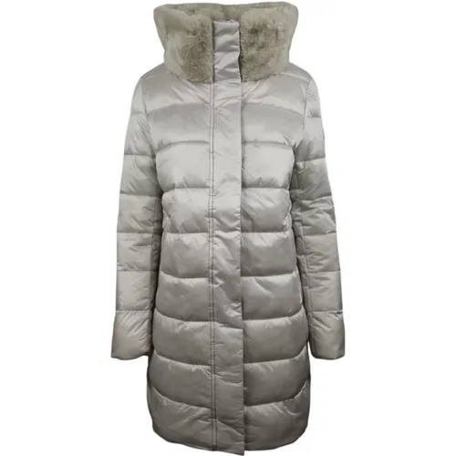 Grey Quilted Jacket with Faux Fur , female, Sizes: XL, 2XL, S, M, L - Save The Duck - Modalova