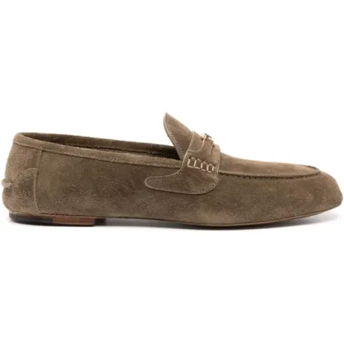 Olive Green Suede Loafers with Interlocking G Logo , male, Sizes: 7 UK, 10 UK, 6 UK, 9 1/2 UK - Gucci - Modalova