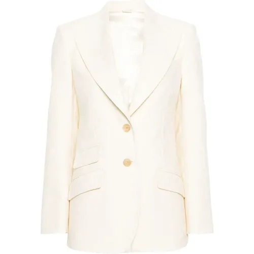 Cream Wool Notched Collar Jacket , female, Sizes: S - Gucci - Modalova