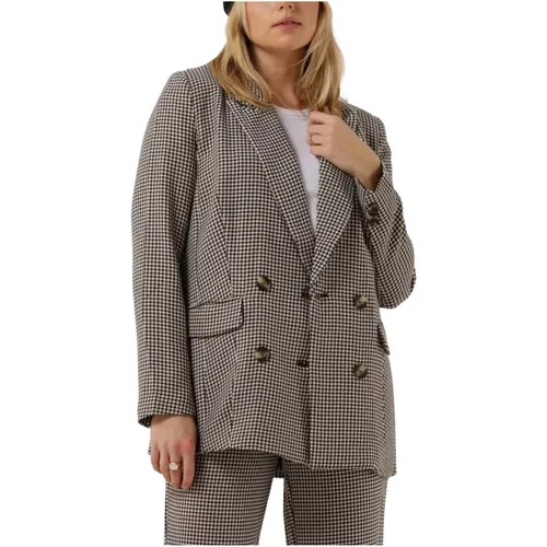 Dogtooth Jacquard Boyfriend Blazer , Damen, Größe: M - Colourful Rebel - Modalova