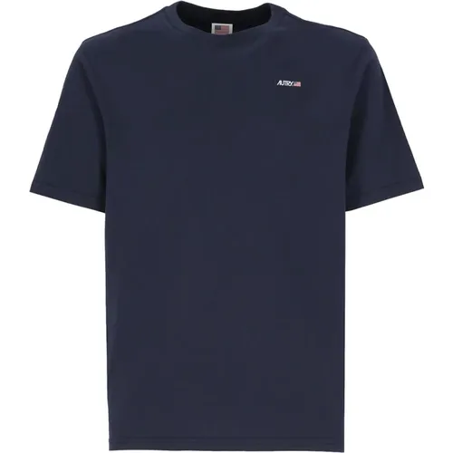 Blaues Baumwoll-T-Shirt für Männer , Herren, Größe: L - Autry - Modalova