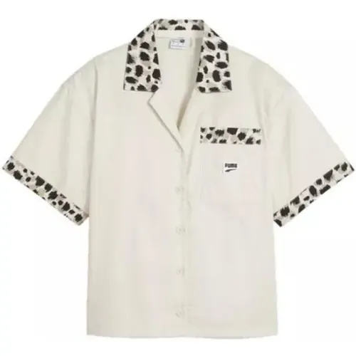 Casual Shirt mit Kitten Print , Damen, Größe: S - Puma - Modalova