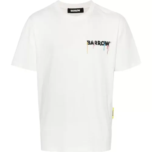 Weiße Baumwoll-T-Shirt mit Logo-Print,Beiges Bedrucktes Hemd - Barrow - Modalova